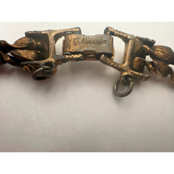 Vintage 60s Signed Goldette Victorian Revival Bracelet Russian Gold - Picture 2 of 7